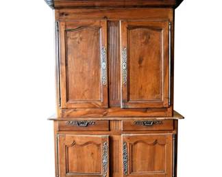 Antique French Louis XV Tall Double Walnut Buffet