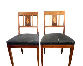 Antique Danish Empire Side Chairs, a Pair