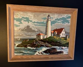 Vintage paint by number framed art