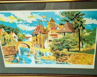 Framed lithograph signed and numbered "Vue de la Port" by Jacques Dollè #252/275