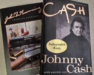Books from 3 different estates. Autographed Johnny Cash "Cash" and autographed John Browning "John M. Browning American Gunmaker"