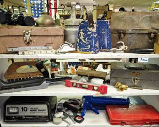 2 tables of tools and related items