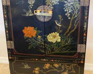 Asian Painted Cabinet Wkey