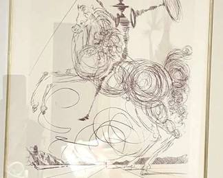 Salvadore Dali Framed Horseback Drawing 