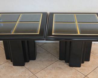 Modern Black Lacquer Side Tables