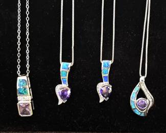 Lgr Sterling 3 Stone Pendant Necklaces New