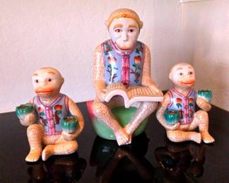 Adorable Asian Ceramic Monkeys 