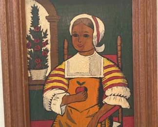 Oil On Board American School Primitive