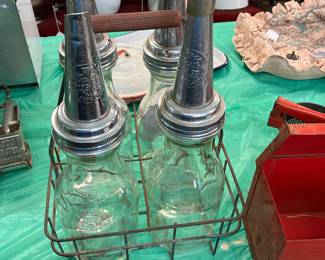 Oil bottles in rack