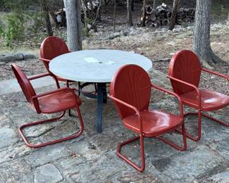 Vintage patio table and chairs -Retro Tulip Armchairs
