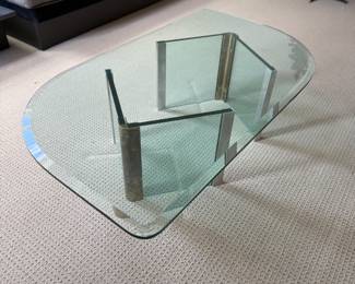Leon Rosen brass and glass coffee table designed for the pace collection – 1970s