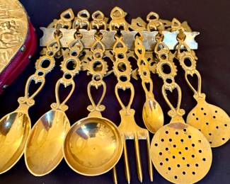 Brass utensil hanging set