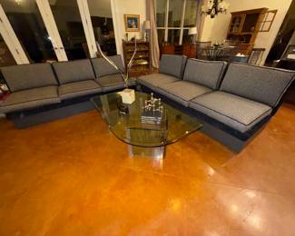 Leon Rosen Brass & Glass Coffee Table designed for the Pace Collection - 1970s