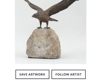 Cold painted bronze eagle on rock by Franz Bergman 1920s