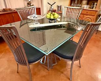 Iron and glass dining table