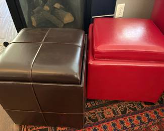 Leather storage ottomans