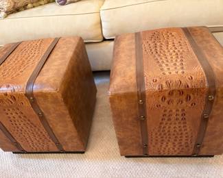 Faux croc ottoman stools