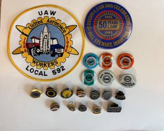 Vintage UAW Union Worker Pins & Patches