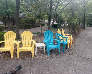 colorful Adirondack poly plastic chairs