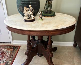 Antique marble top parlor table