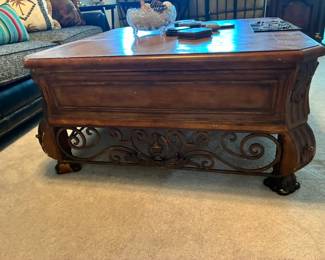 Coffee tale with wrought iron detail