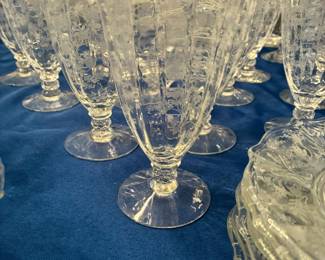 Large collection of Heisey Orchid glassware