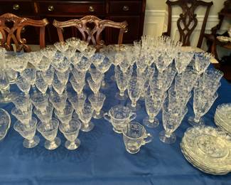 Large collection of Heisey Orchid glassware