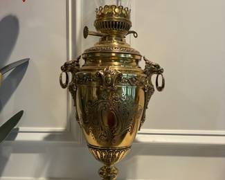 Pair of 19th Century ornamental brass lamps
