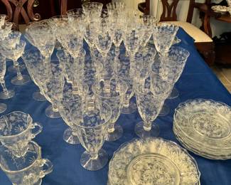 Large collection of Heisey Orchid glassware