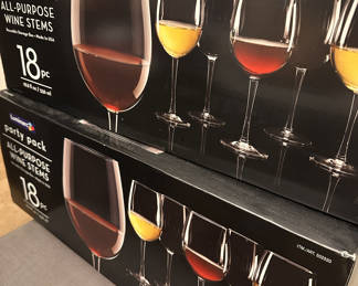 Full sets of wine glasses and barware! 