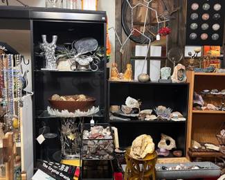 Small portion of the rock collection along with other fine art pieces - including a couple Don Drumm pieces.