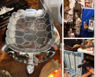 Large selection of sea shells and nautical themed items