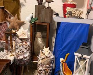 Large selection of sea shells and nautical theme items