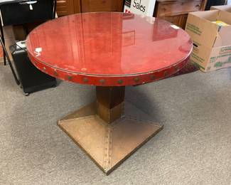 38” Round Leather Top Table