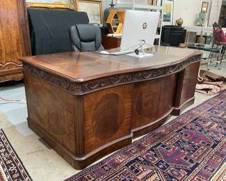 Large Leather-Top Executive Desk