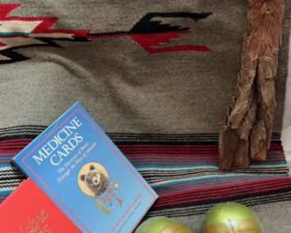 Maracas, Blanket, Medicine Cards, Carved Wood