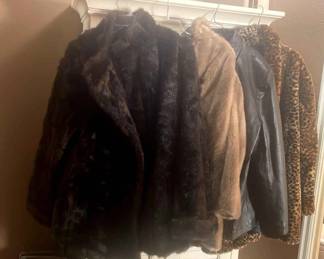 3 Womens Faux Fur Coats And 1 Leather Jacket