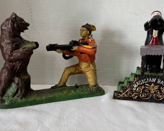 Vintage Cast Iron "Book of Knowledge" Mechanical Bank Reproductions