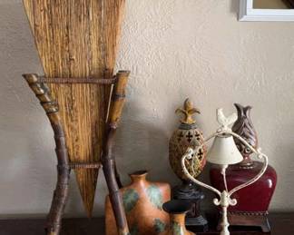 Lot Of Various Sized Vases , Farmhouse Rooster Bell, 