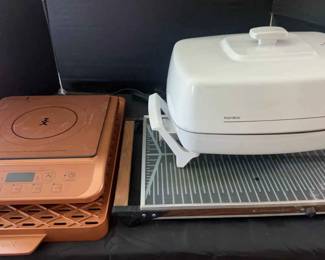 Copper Chef Induction Cookplate, West Bend Electric Surving Tray, Warming Dish