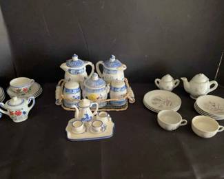 3 Mini Glass Tea Sets Made In Japan And One Vintage Serving Set 