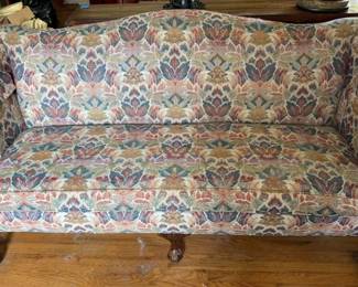 Queen Anne Upholstered Sofa with Ball and Claw Feet 