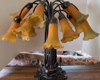 Art Deco Lily Bronze Lamp 