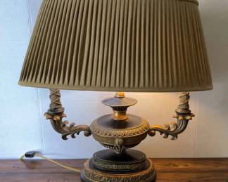 French Inspired Table Lamp with Pleated Shade