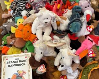 Large Vintage Collection Of Beanie Babies, The Beanie Baby Handbook Beanie Trading Cards