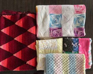 Vintage Handmade Afgan,Crochet Blankets, Childrens Afgan Quilts