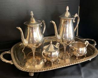 Vintage Leonard Silver Plate Tea Coffee Set
