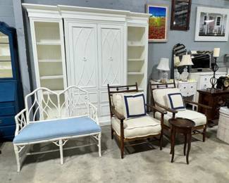 Entertainment Cabinet, Bamboo Bench and Accent Chairs Orlando