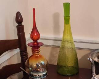 Blenk Amberina Glass, Crackle Glass Decanter