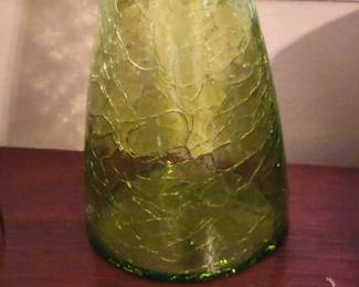 Large Crackle Glass Decanter